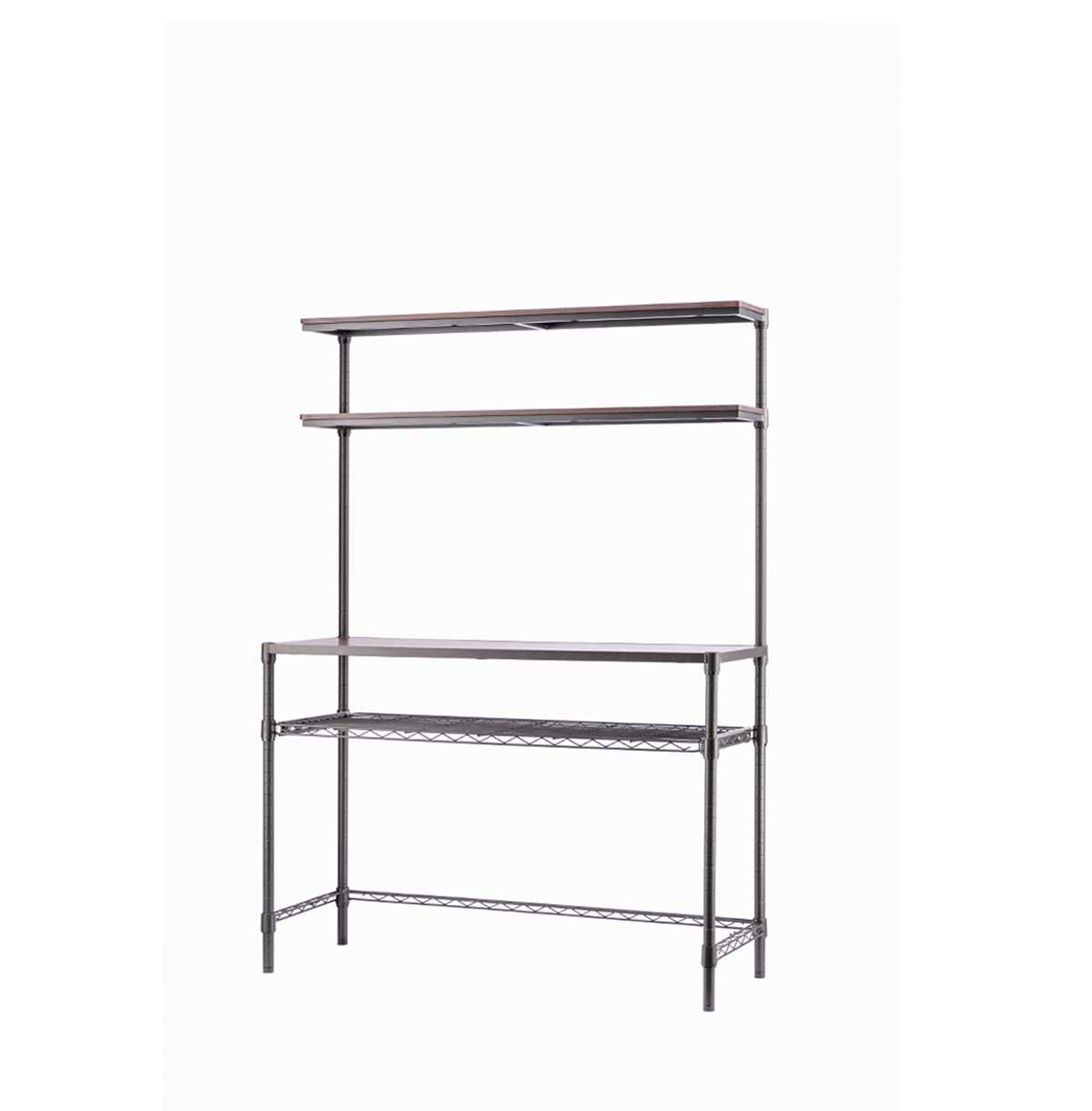 4-Tier Workstation Computer Desk With Wire Storage Shelves / Home Office PC Laptop Table Study Desk 