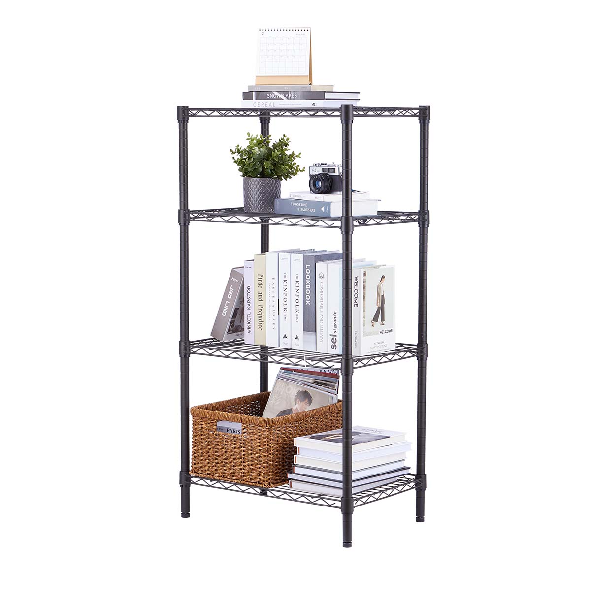 4-Tier Bookshelf / Book Storage Rack / Adjustable Book Case