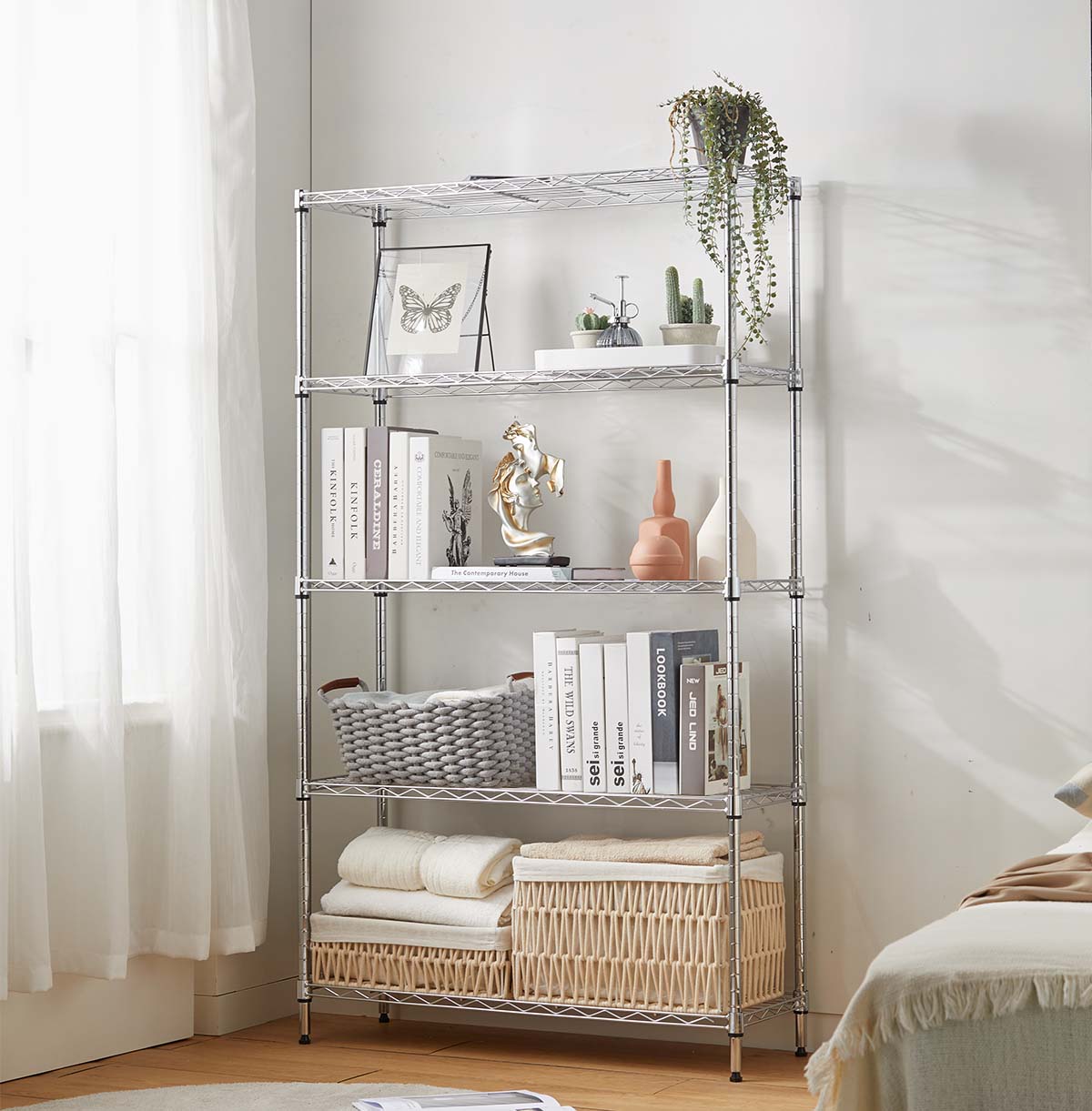 5 shelf wire storage rack Solution