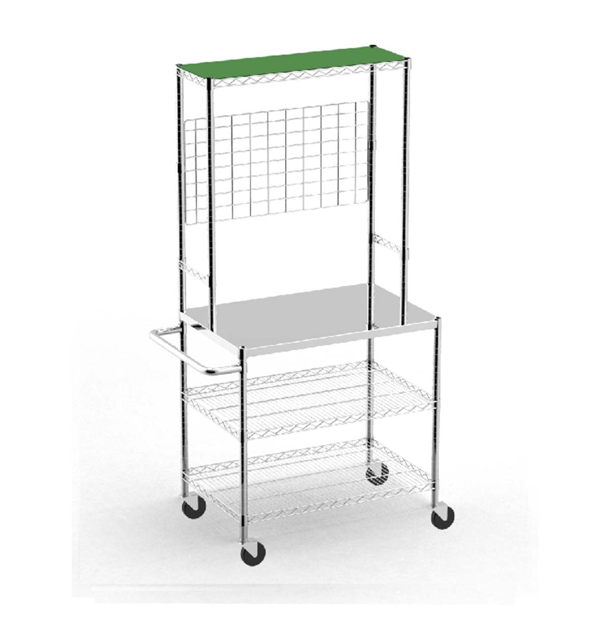 Metal Workbench with Wheels / Rolling Work Table Steel Wire Shelf For Production Line/ NSF Certified