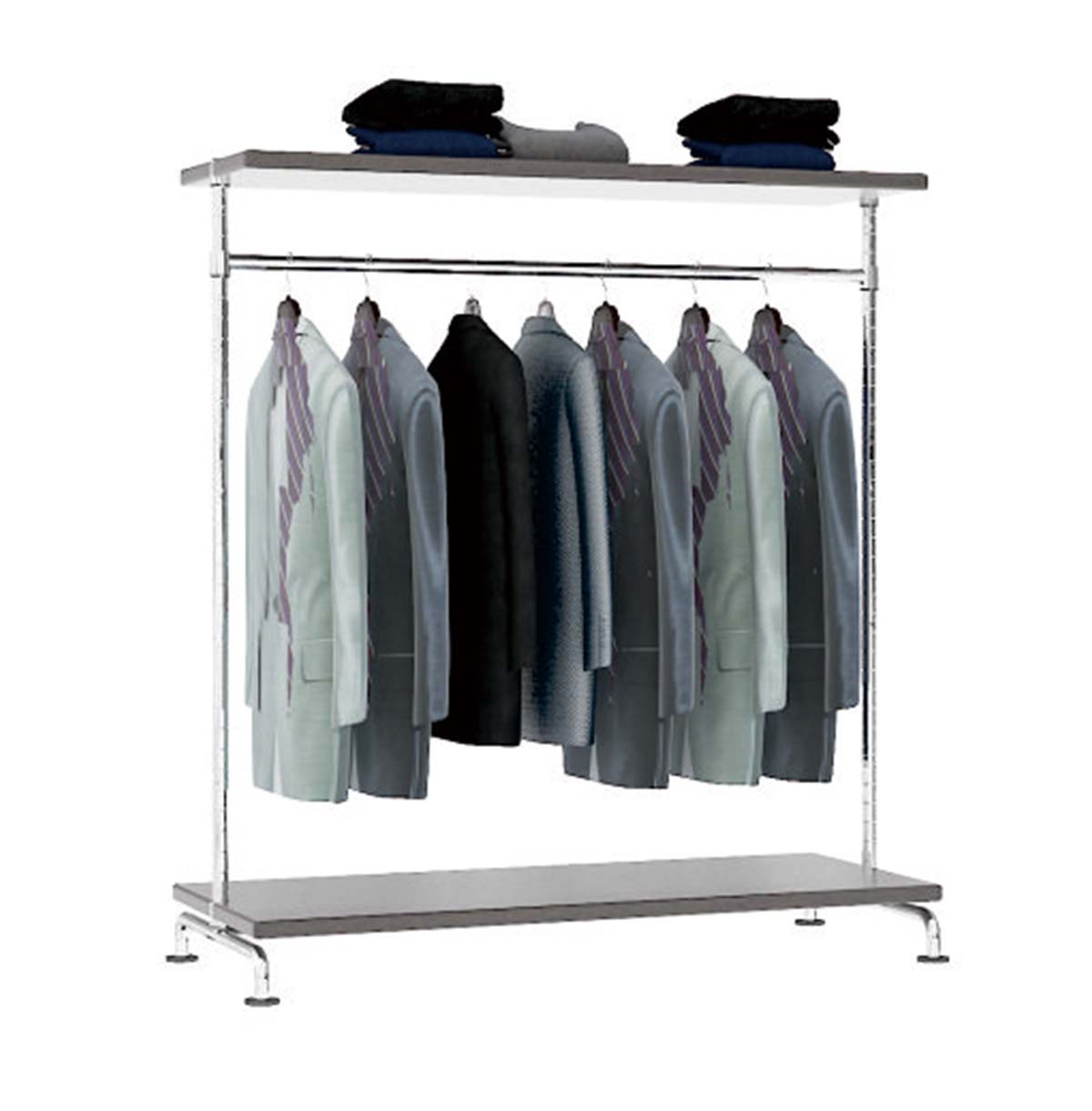Clothing Display Wire Shelving Unit / Metal Rolling Clothes Rack