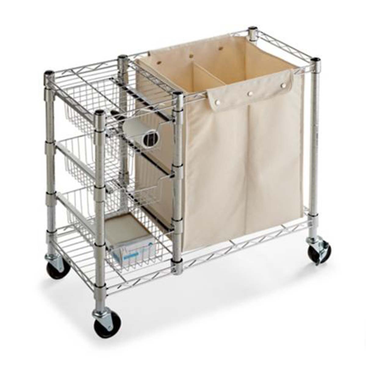 Metal Utility Rolling Cart With Canvas Bag
