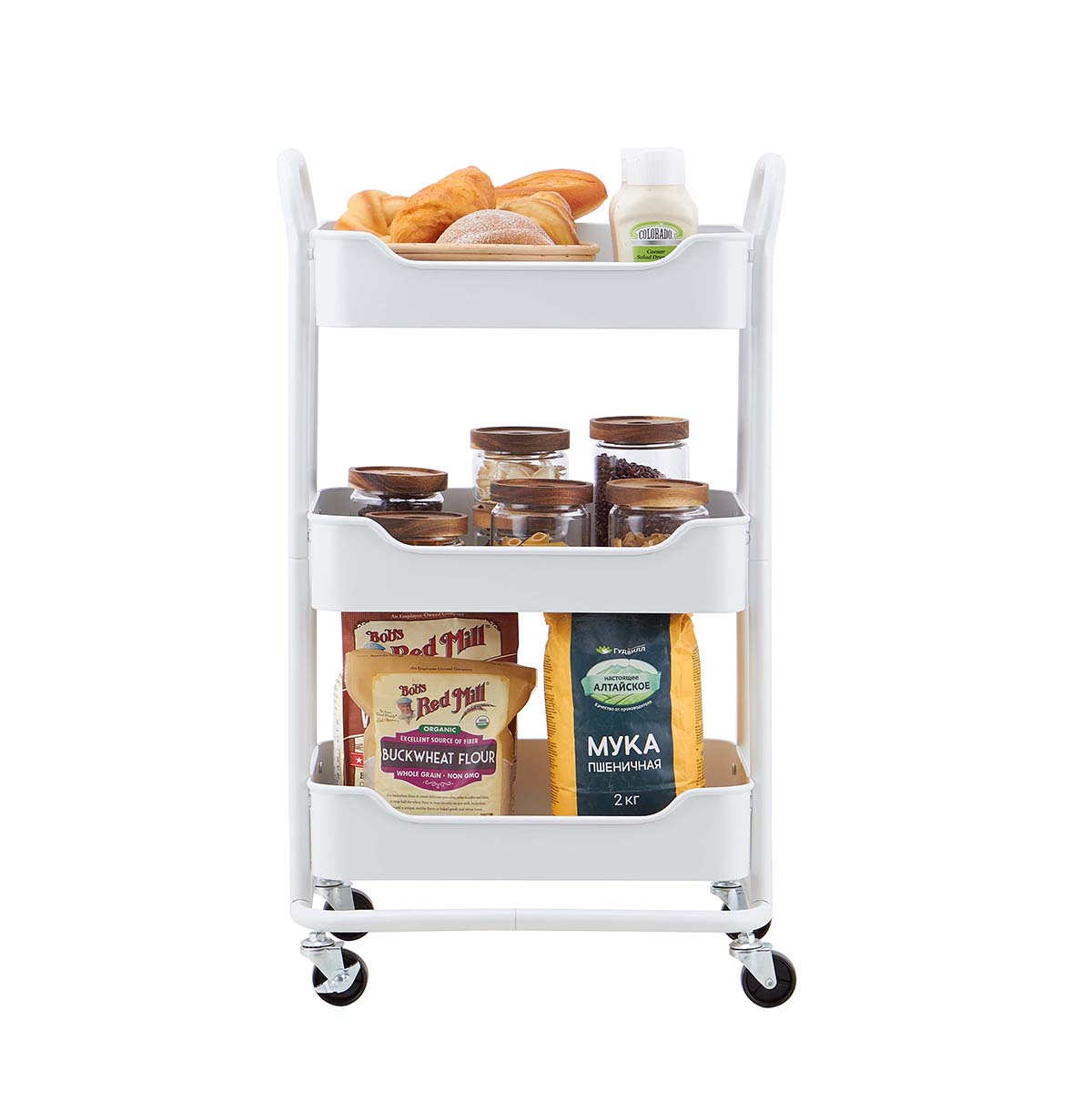 white metal garage shelving