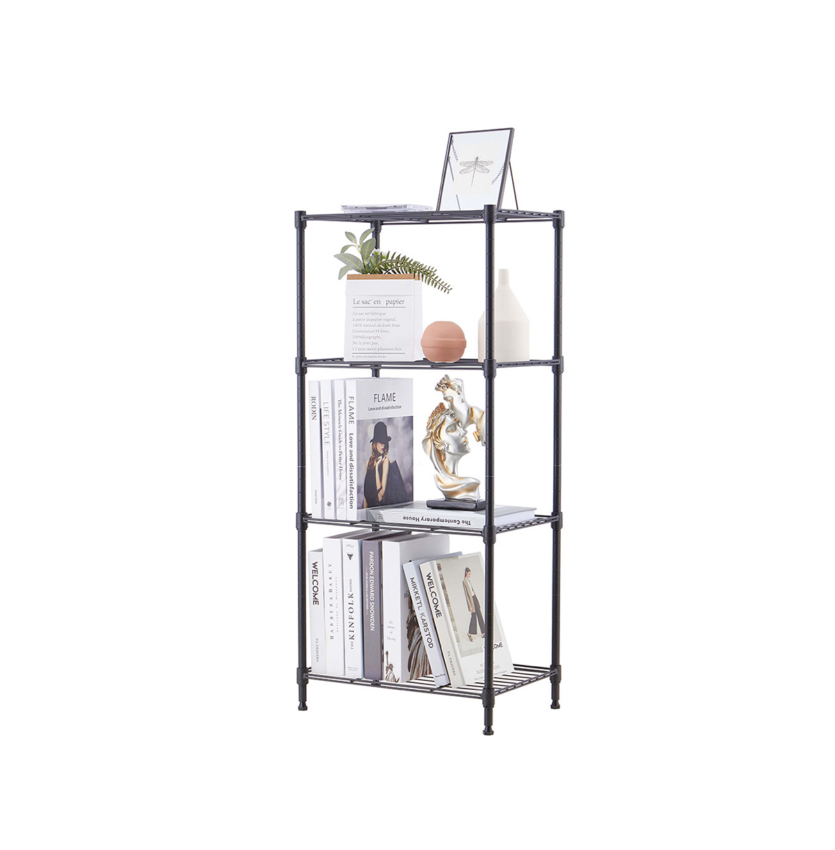 MZG Steel Storage Shelving 4-Tier Narrow, Grey