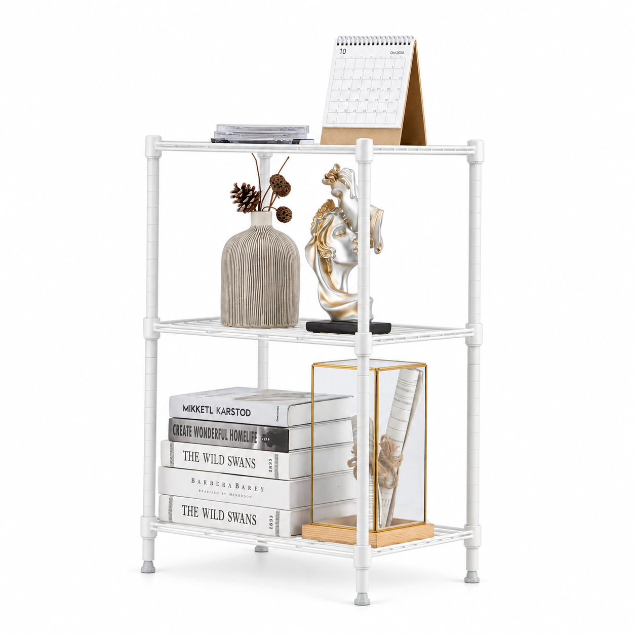 MZG 3-Tier Wire Storage Shelving, White