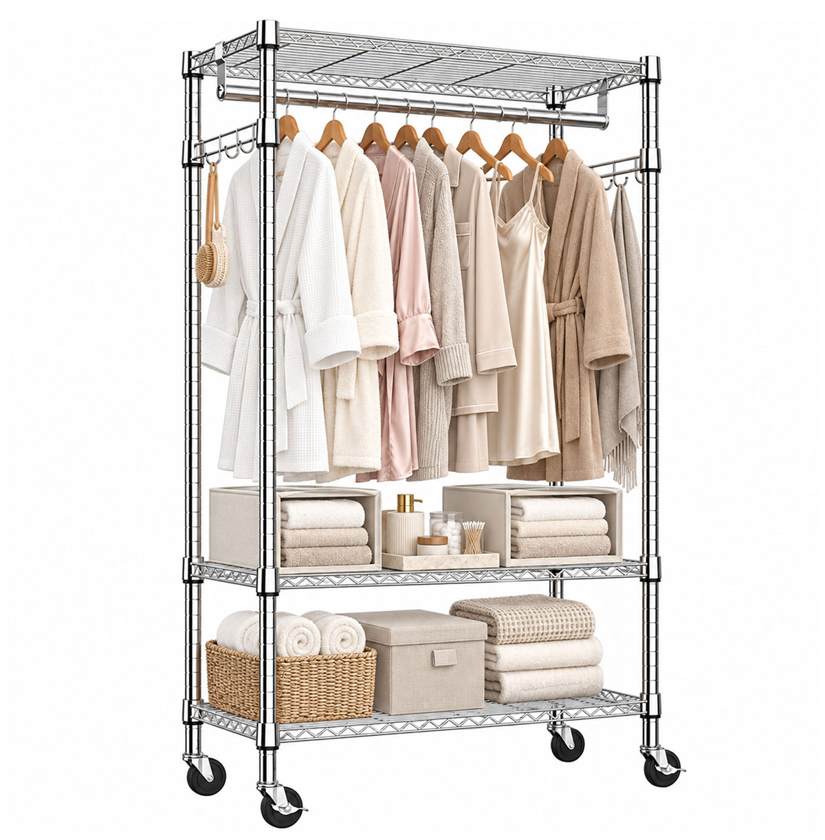 Chrome Heavy Duty Rolling Garment Rack