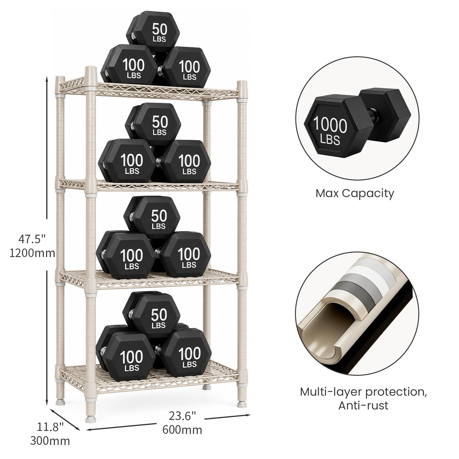 High Quality Metal 4 Layer Cosmetic Wire Display Racks